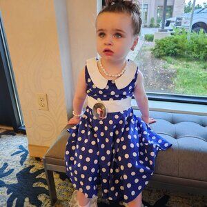 Blue with White Polka Dot Dress